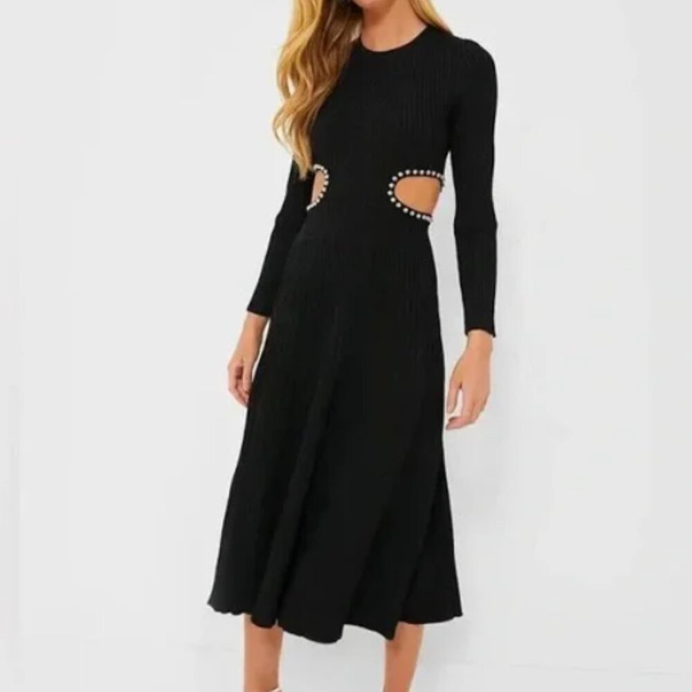 STUNNING Moon River via Tuckernuck Black Side Cut out Embellished Midi Dress S